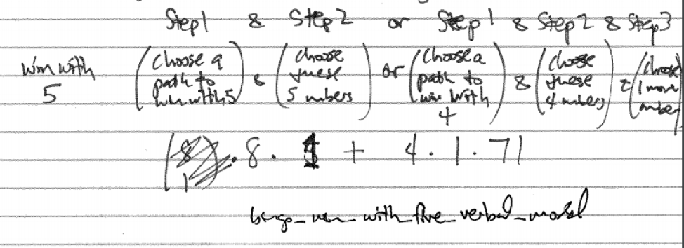 Verbal Model for BINGO Win with Five Numbers