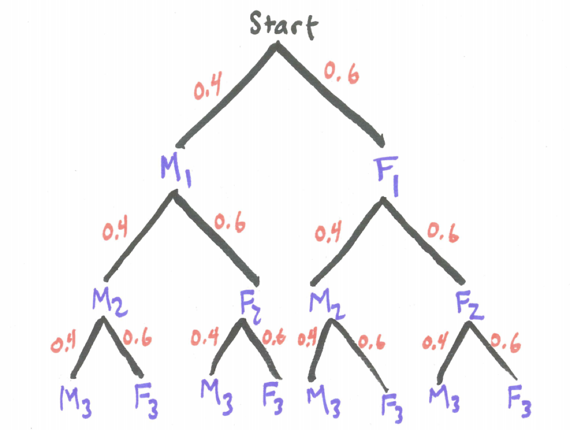 Tree Diagram for Three Rats